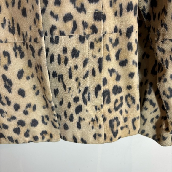 CHICO’S Sz 18 (estimated) Animal Print Turned Collar Leather Lined Jacket Coat - Picture 5 of 7